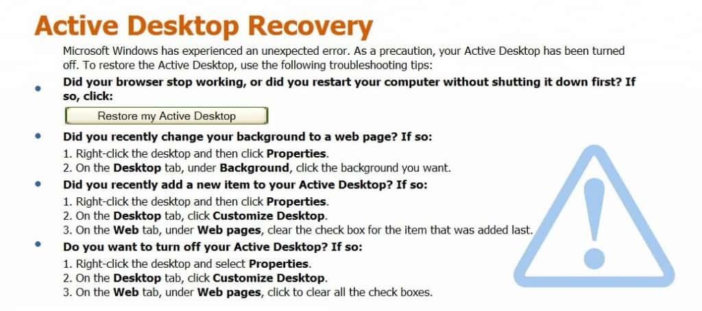Active Desktop – Restore [Windows XP]