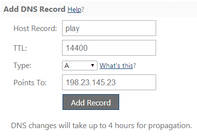 Added a new A Record to the DNS Zone Editor