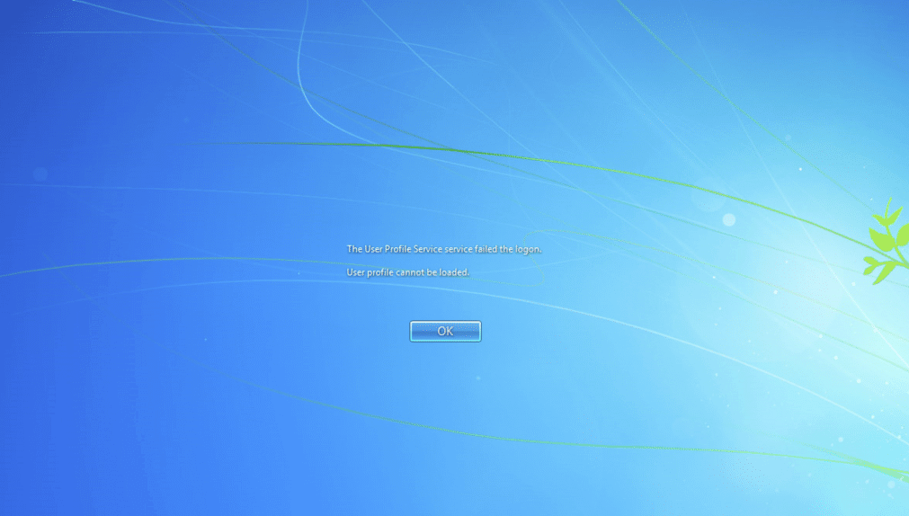 The user profile service service failed the logon Fix
