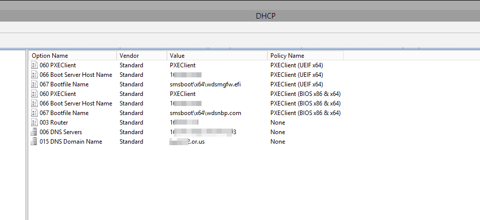 Using DHCP to Boot WDS / SCCM BIOS and UEFI