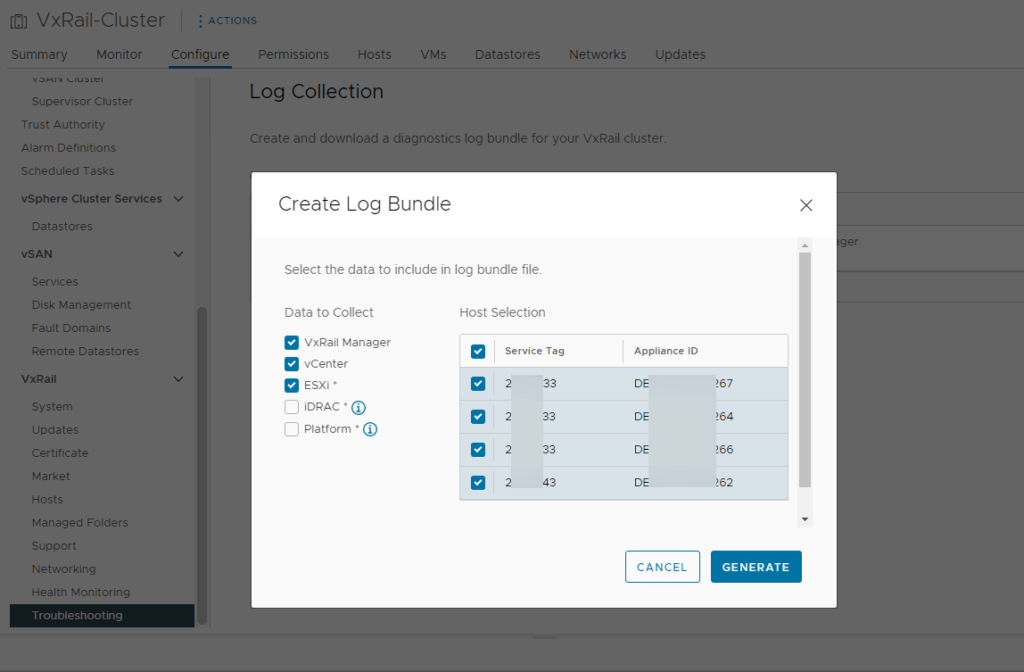 How To Generate A Log Bundle in vSphere for VxRail | Dell Support Request